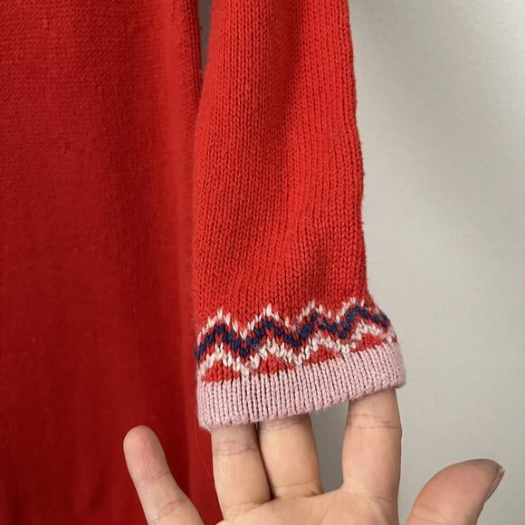 Mini Boden Snowman Knit Sweater Dress - Red - 5/6 - Picture 3 of 7